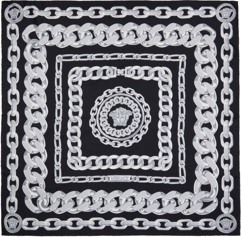 Šal Versace Versace Medusa Chains Large Silk Scarf Crna | 1001600_1A13762
