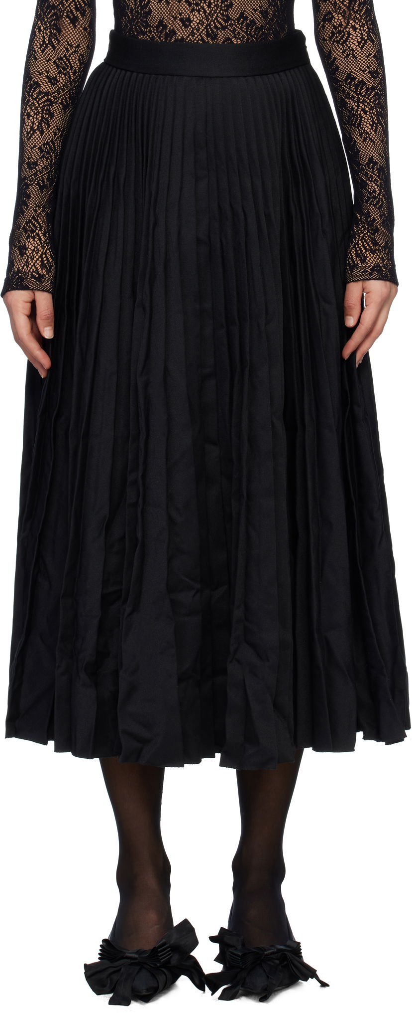 Suknja Balenciaga Pleated Midi Skirt Crna | 808777 TRT08