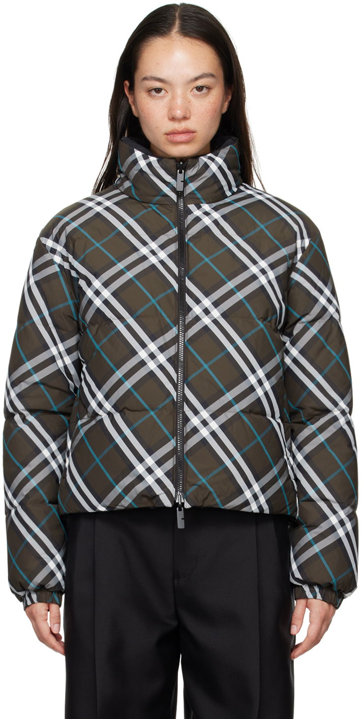 Pernata jakna Burberry Khaki Check Reversible Down Puffer Jacket Zelena | 8096131