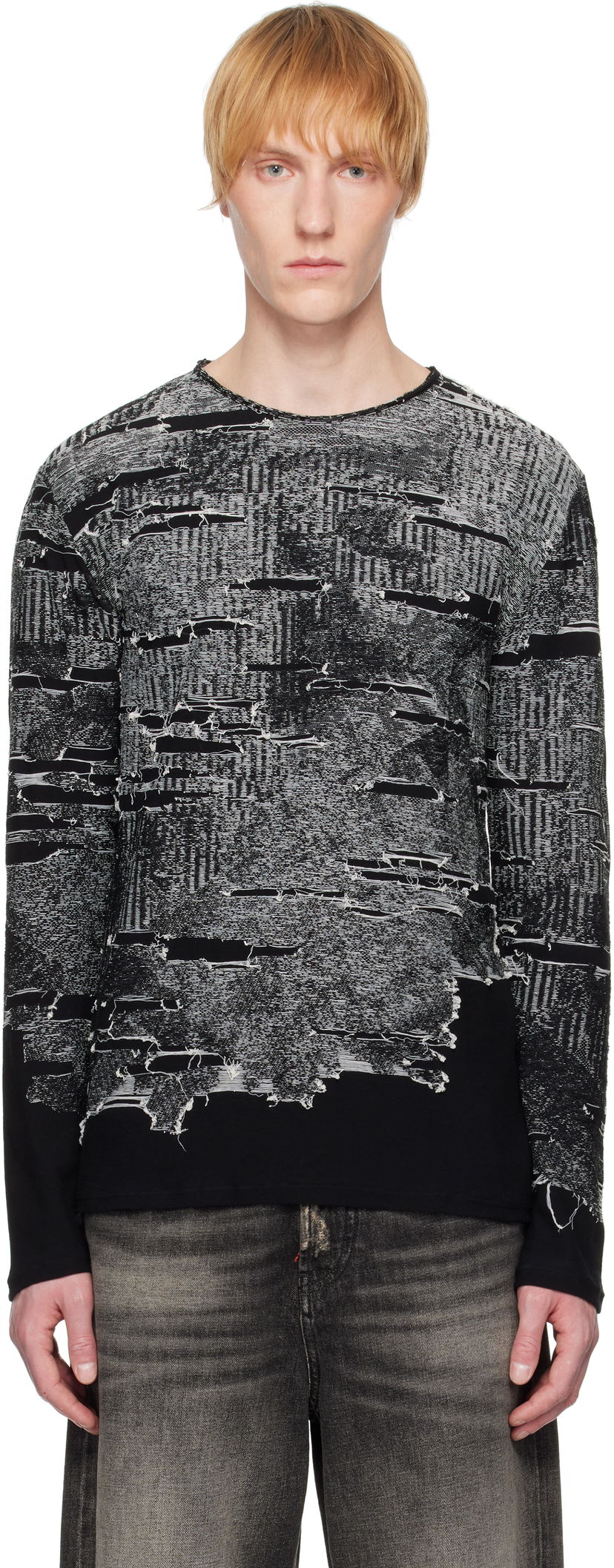 Džemper Diesel Diesel K-Cadmo Distressed Graphic Longsleeve Crna | A18119-0AFBV-900