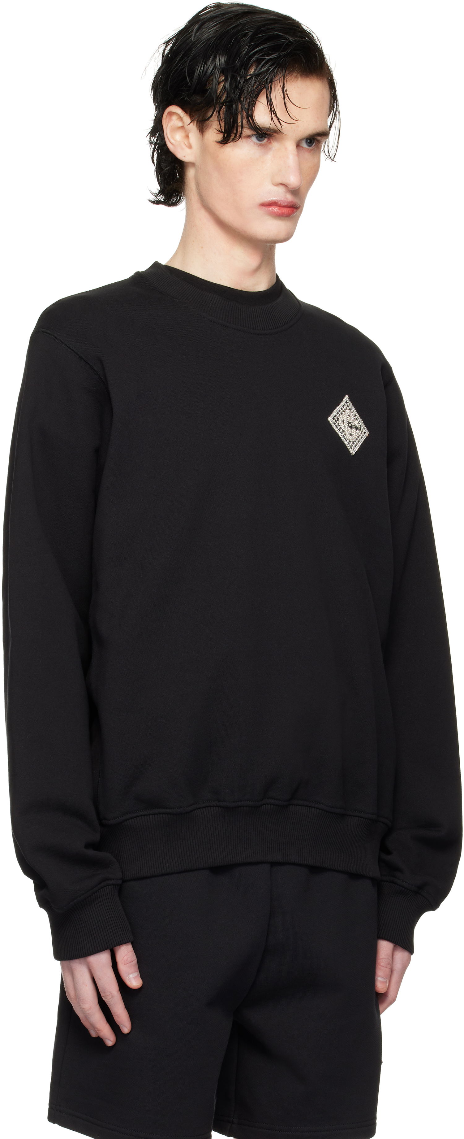 Džemper Casablanca Pearl Diamond Patch Sweatshirt Crna | MPS25-JTP-293-06, 1
