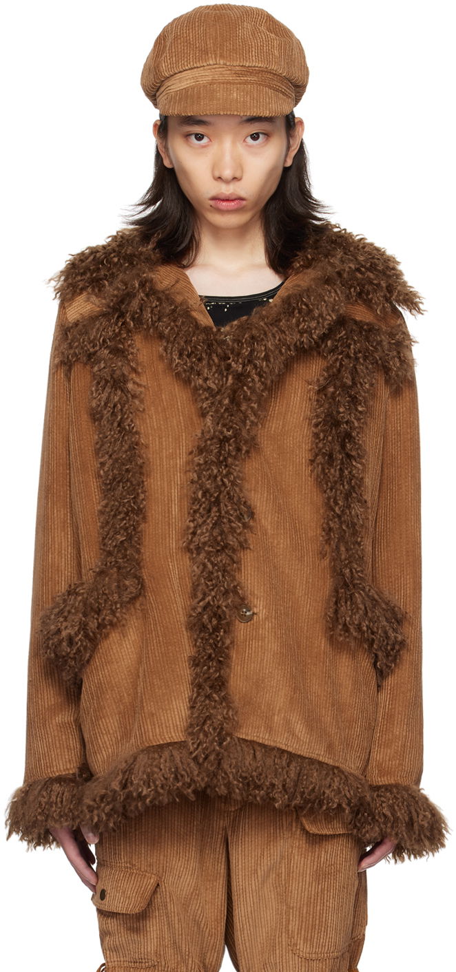 Jakna Anna Sui Anna Sui Faux-Fur Trimmed Corduroy Coat Smeđa | M624V30