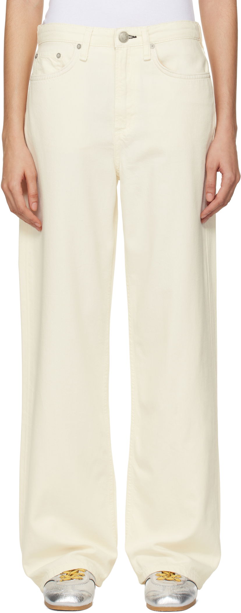 Jeans rag & bone Rag & Bone 'The Logan' Mid-Rise Wide Leg Jeans Bijela | WDD22H2786STEC