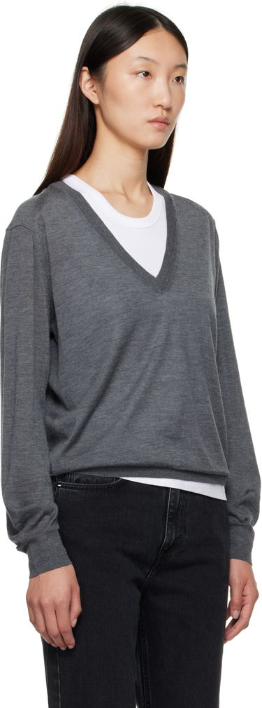 Džemper Loulou de Saison Loulou de Saison Julio Cashmere V-Neck Sweater Siva | JULIO, 1