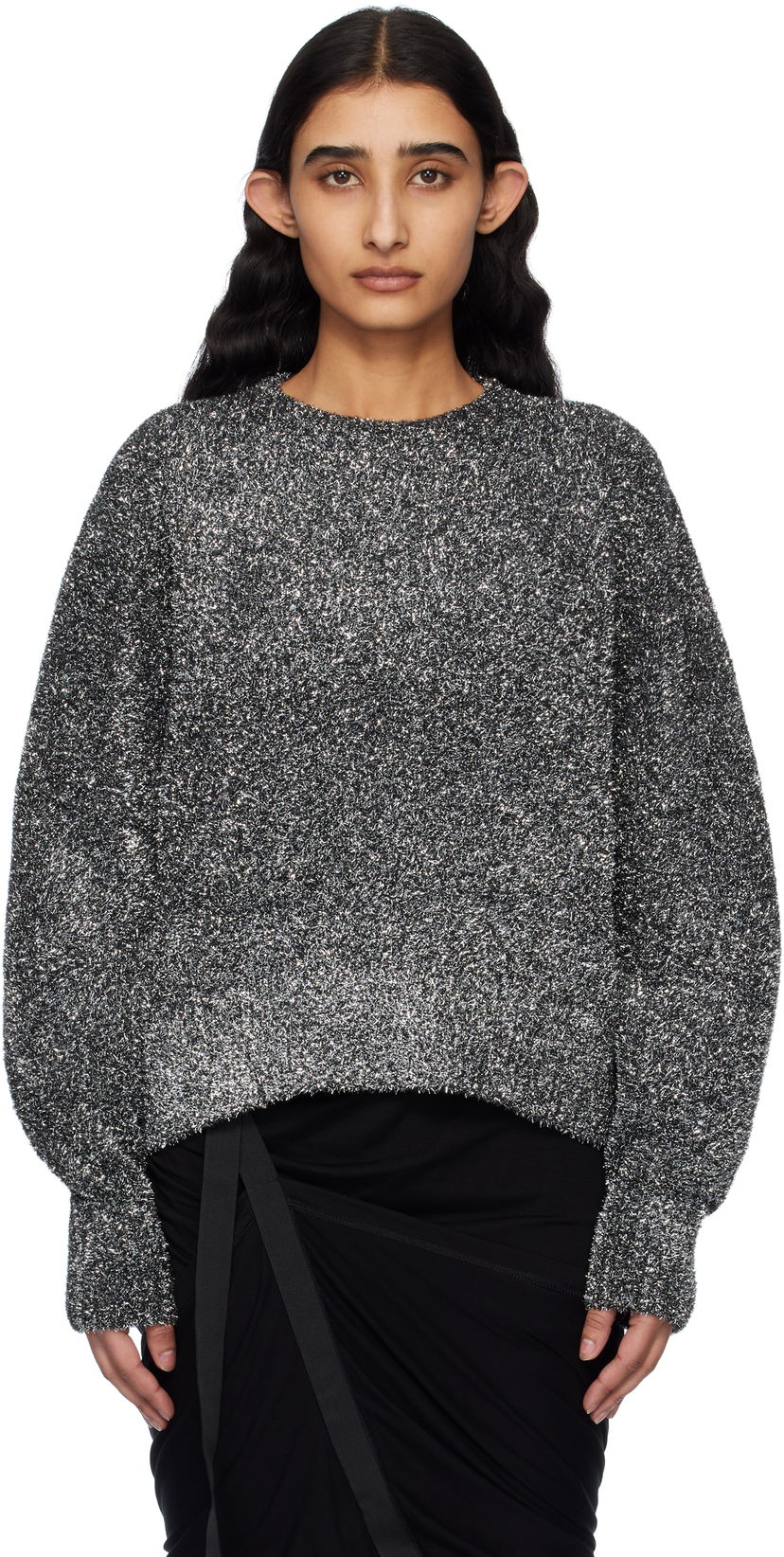 Džemper Helmut Lang Helmut Lang Apex Lurex Crew Sweater Metalik | O10HW706