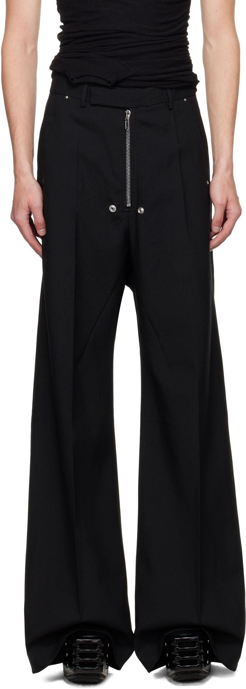 Hlače Rick Owens Rick Owens Concordians Wide Bela Tailored Trousers Crna | RU02E1354 WGP