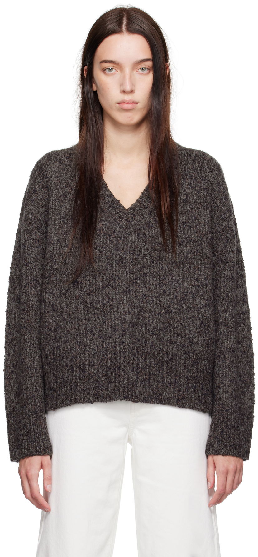 Džemper CALVIN KLEIN Oversized V-Neck Sweater Siva | 81WL397-LBL
