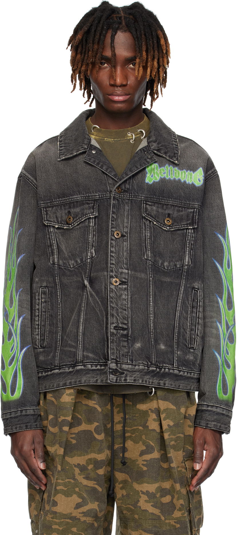 Jakna We11done We11done Blaze Logo Denim Jacket Crna | WD-DJ0-25-318-U-BK
