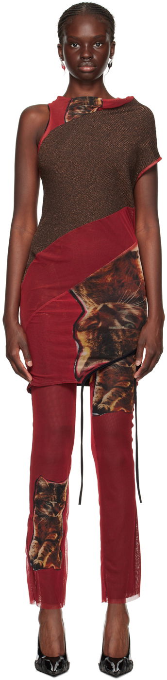 Haljina Ottolinger Ottolinger Cat Print Mesh Mini Dress Crvena | 102601