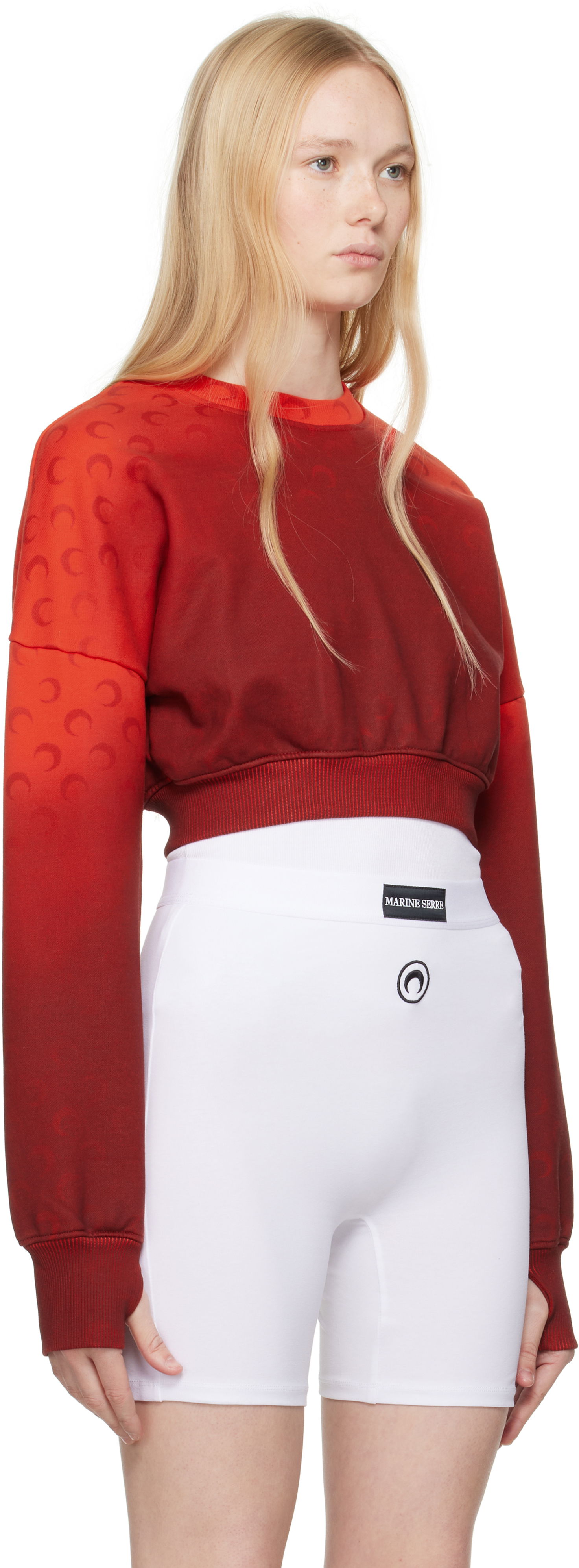 Džemper Marine Serre Marine Serre Moon Faded Fleece Cropped Sweatshirt Crvena | WST012A CJER0073, 1