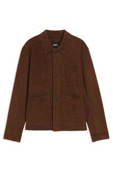 Jakna BOSS Regular-Fit Suede Jacket Smeđa | 50543204
