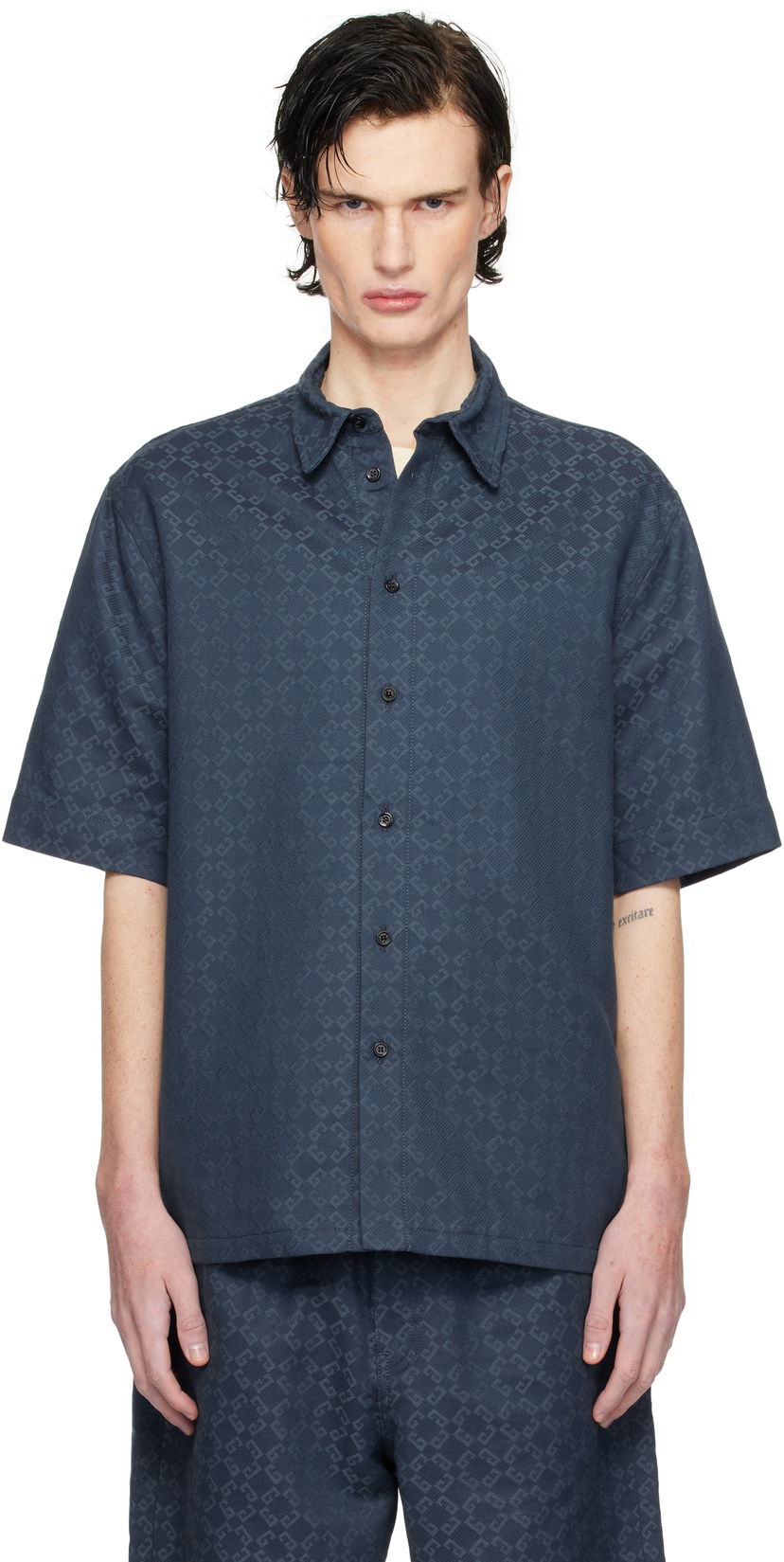 Košulja Givenchy Shiny Monogram Denim Shirt Plava | BM612P5YCC063