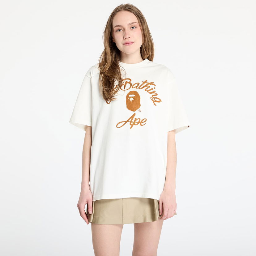Majica kratkih rukava BAPE A BATHING APE Chain Stitch College Relaxed Fit T-Shirt Bijela | 001CSL301344MIVY