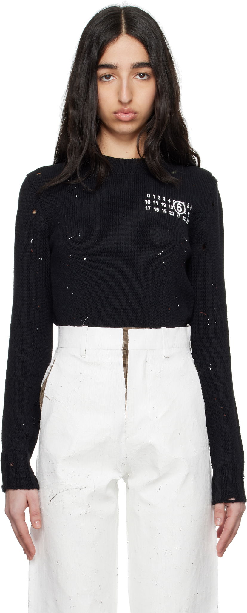 Džemper Maison Margiela MM6 Maison Margiela Paint Residue Knit Sweater Crna | S62HL0034 M13123