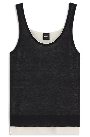Majica bez rukava BOSS BOSS Layered Knit Vest Top Crna | 50542868