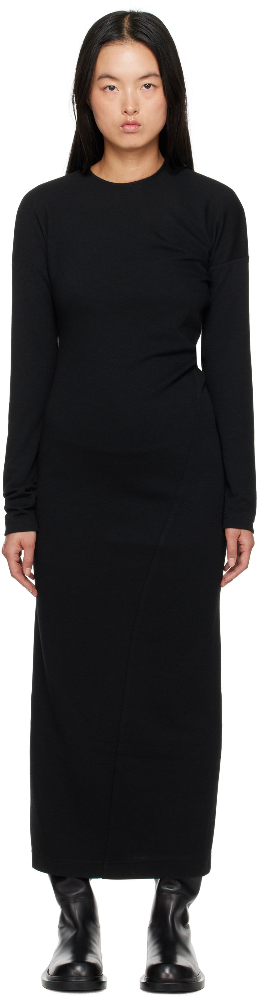 Haljina TOTEME TOTEME Women's Twisted Jersey Midi Dress Crna | 244-WRD824-FB0294