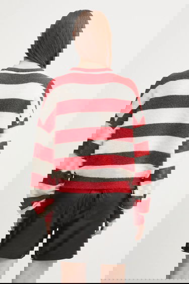 Džemper Fiorucci Fiorucci Cropped Alpaca Striped Sweater Crvena | W02FPKSW448KN11RD02, 2