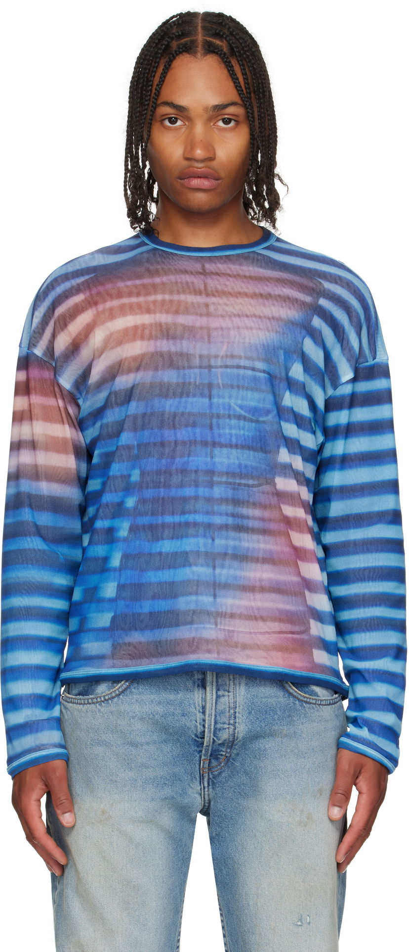 Majica kratkih rukava Jean Paul Gaultier Jean Paul Gaultier 'The Oversized Air' Long Sleeve Top Plava | 25/03-W-TO317-M005P-565034