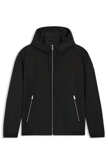 Jakna BOSS Water-Repellent Hooded Poplin Jacket Crna | 50544135