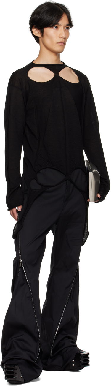 Džemper Rick Owens Rick Owens Concordians Slashed Pull Sweater Crna | RU02E1671 ML, 3
