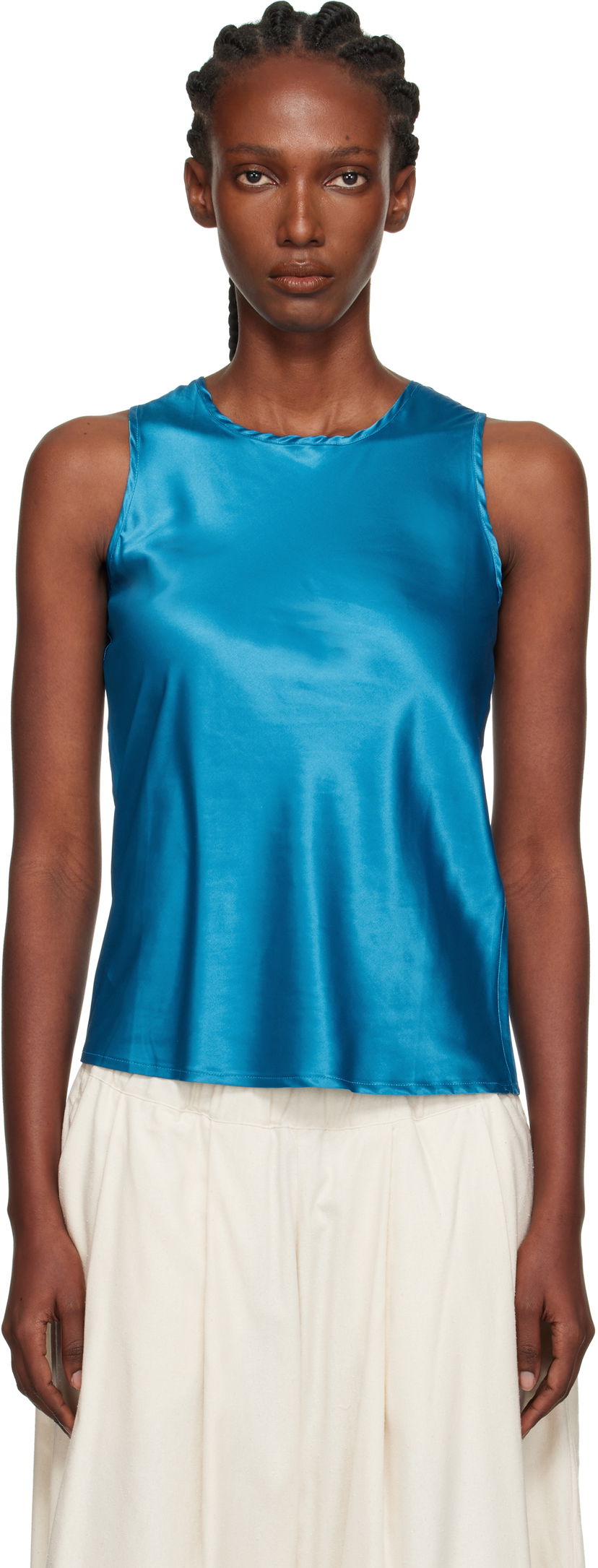 Majica bez rukava Baserange Baserange Dydine Satin Tank Top Plava | TSDYT-EV-AU25