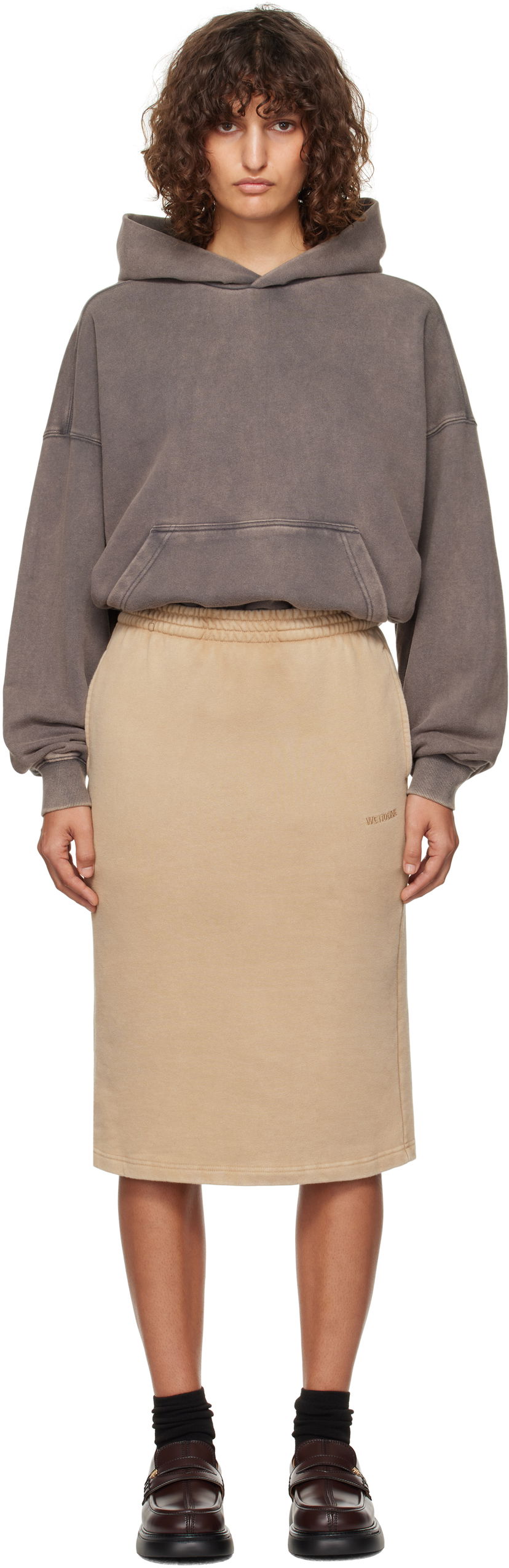 Suknja We11done Layered Hoodie Dress Bež | WD-TO3-24-851-W-CH