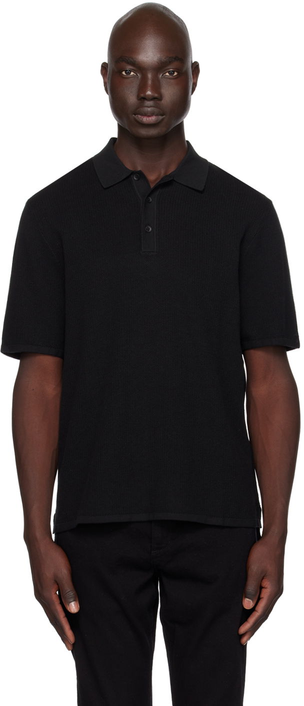 Polo majica rag & bone Harvey Knit Polo Shirt Crna | MBS22S018KI18