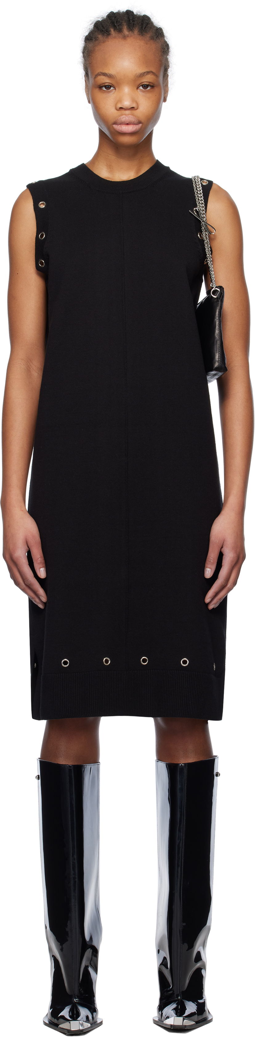 Haljina We11done We11done Eyelet Knit Mini Dress Crna | WD-KD0-25-660-W-BK