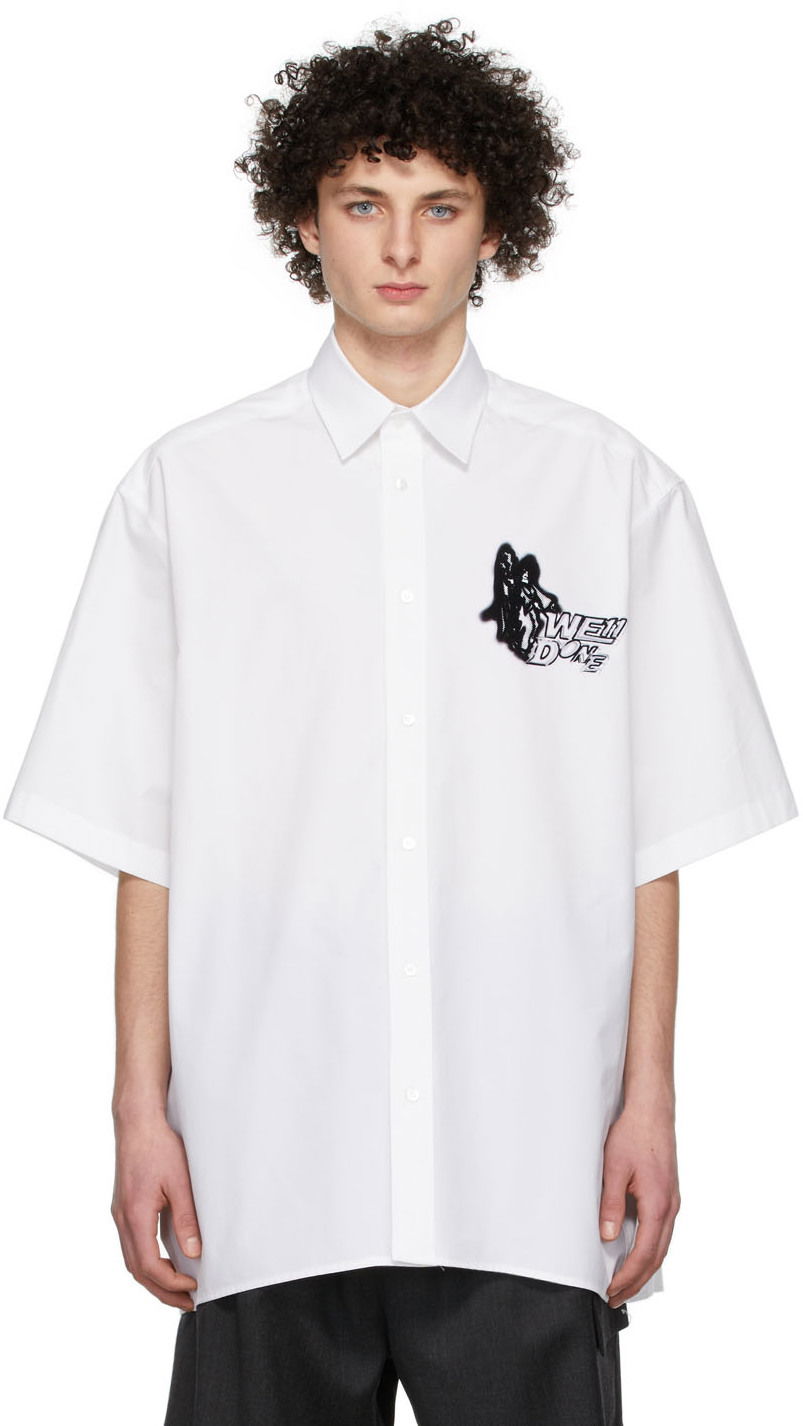 Košulja We11done We11done Cotton Graphic Shirt Bijela | WD-BL1-22-101-U-WH
