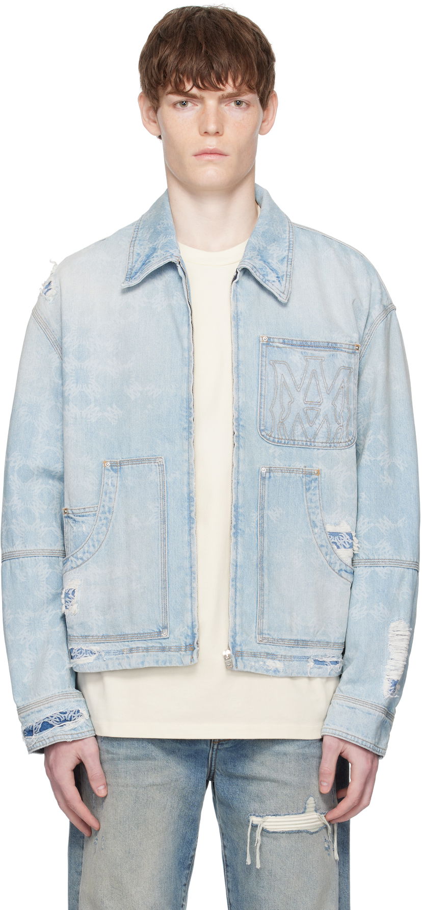 Jakna AMIRI AMIRI Repair Work Denim Jacket Plava | AMDNWJ1014