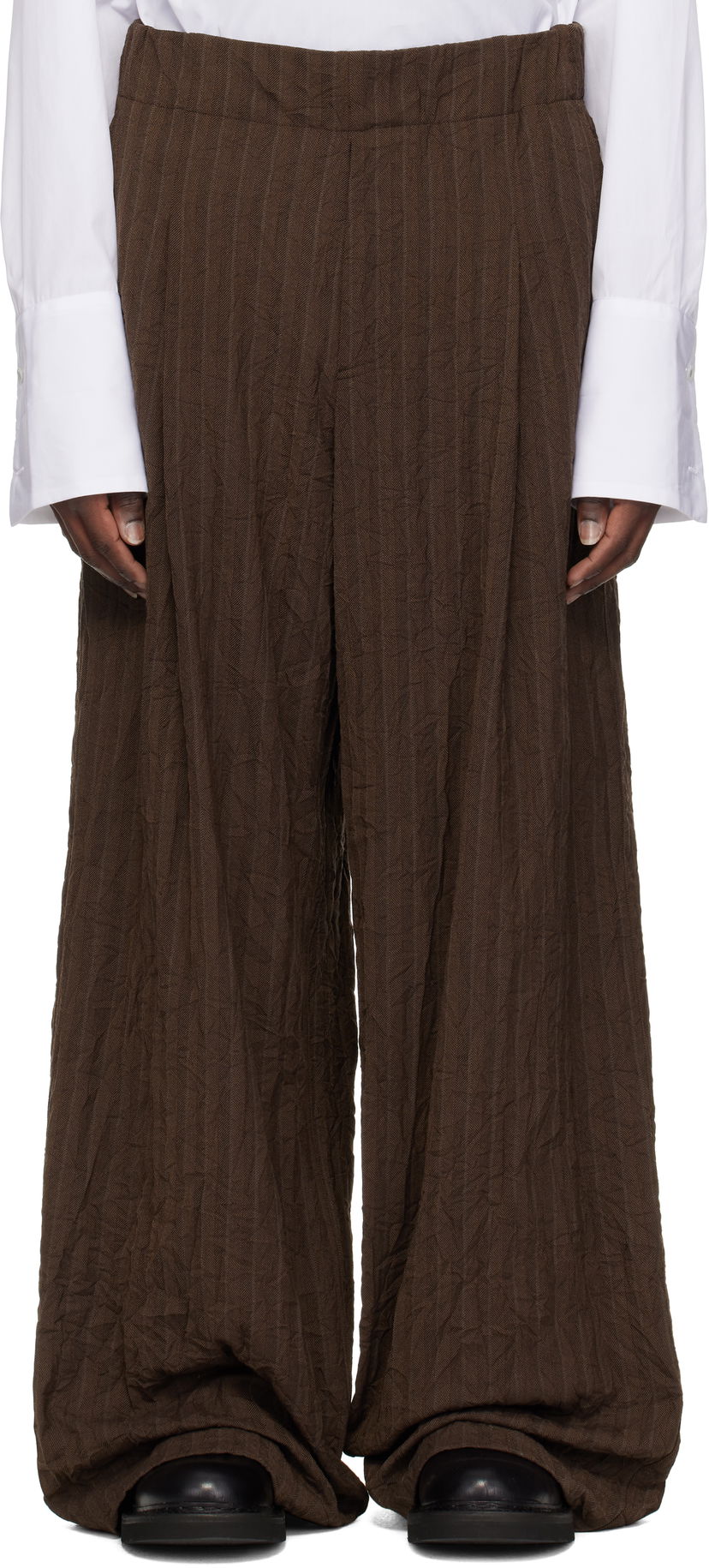 Hlače Dries Van Noten Dries Van Noten Pleated Wide-Leg Trousers Smeđa | 251-020907-1504