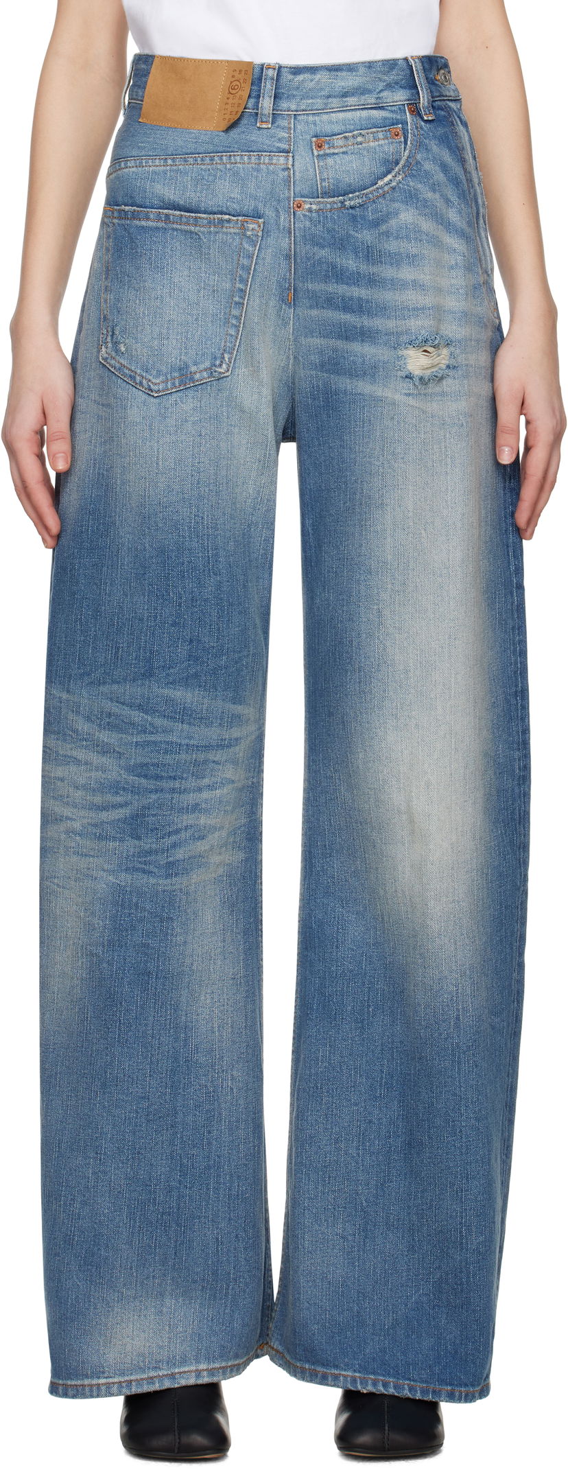 Jeans Maison Margiela MM6 Maison Margiela Twist Wide Leg Jeans Plava | S52LA0243 M30016