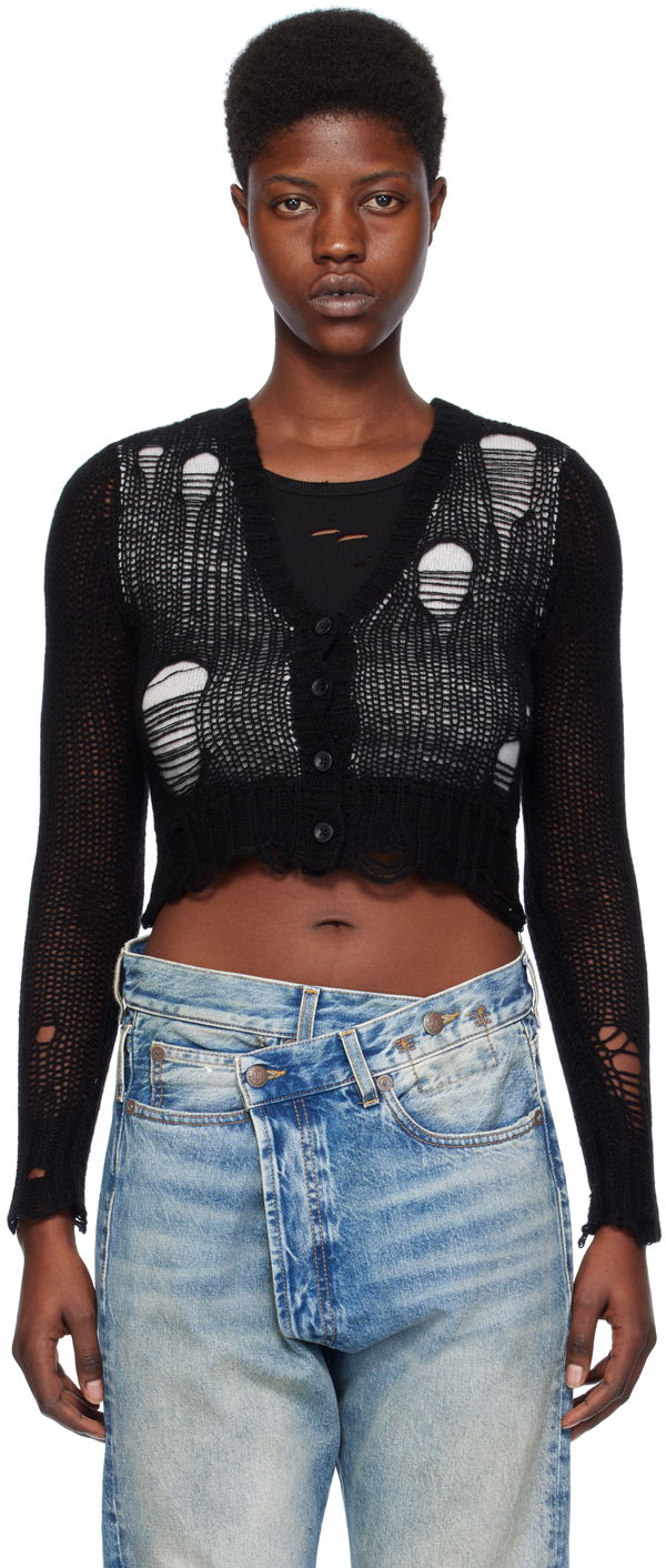 Džemper R13 R13 Double Layer Cropped Cardigan Crna | R13WY041-Y122B
