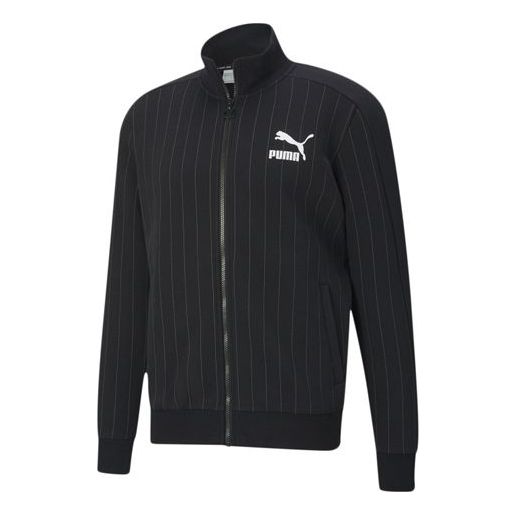 Bomber jakna Puma PUMA Pinstripe Fleece Lined Track Jacket Crna | 530177-01
