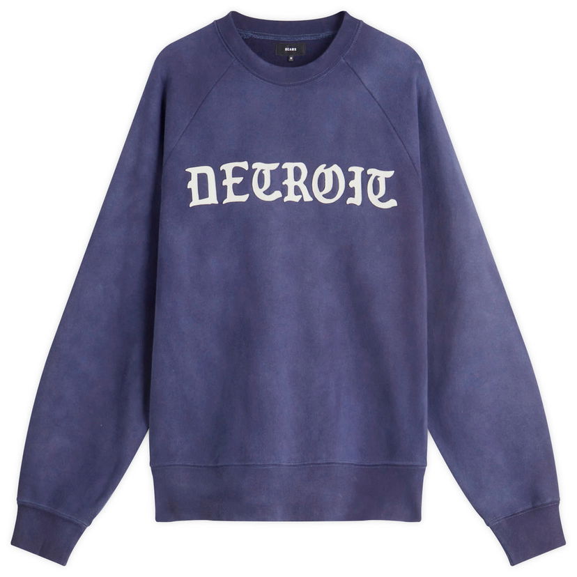 Dukserice BEAMS Faded Print Raglan Sweatshirt Plava | 1113-1280-146-79