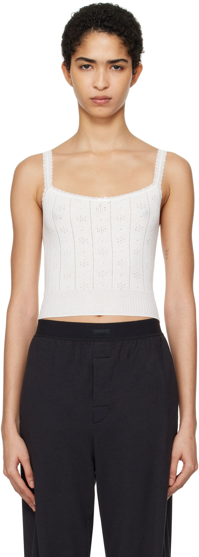 Majica bez rukava SKIMS Sweater Camisole Bijela | SL-CAM-6485W