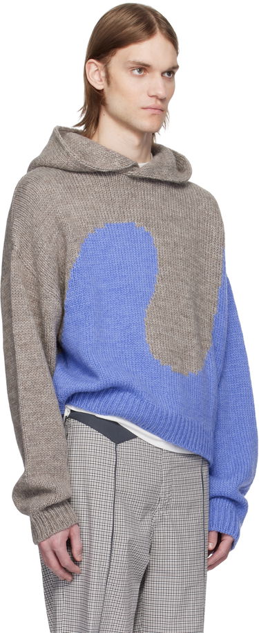 Džemper ERL ERL Bicolor Swirl Knit Hoodie Plava | ERL10N009, 1