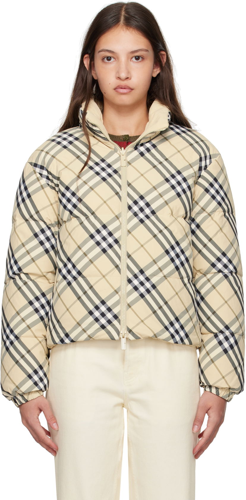 Pernata jakna Burberry Burberry Check Reversible Down Jacket Bež | 8098488