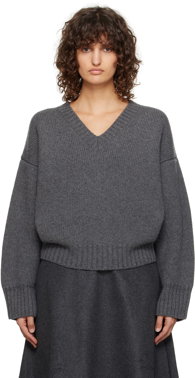 Džemper Róhe V-Neck Sweater Siva | 613-23-134