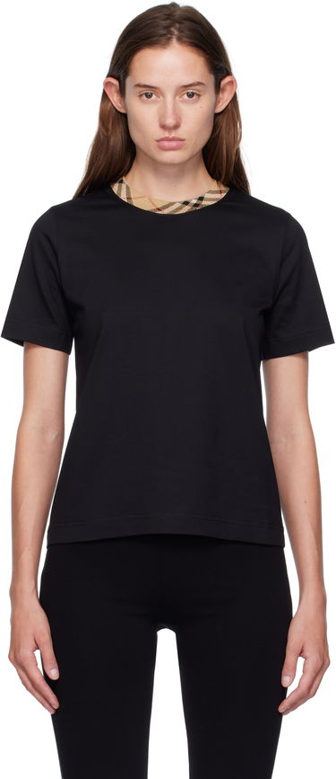 Majica kratkih rukava Burberry Burberry Check Trim Cotton Tee Crna | 8110271, 0