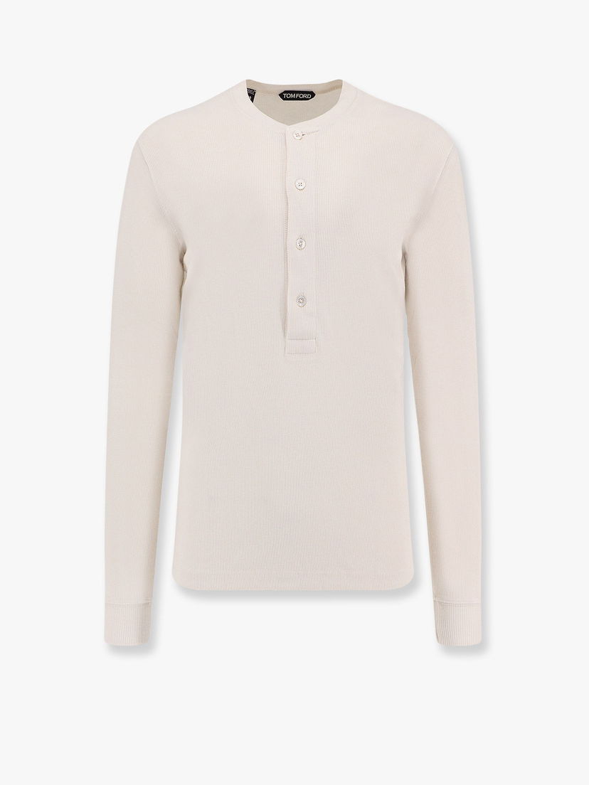 Majica kratkih rukava Tom Ford Long Sleeve Henley T-Shirt Bež | JHL014JMC048S25AW004