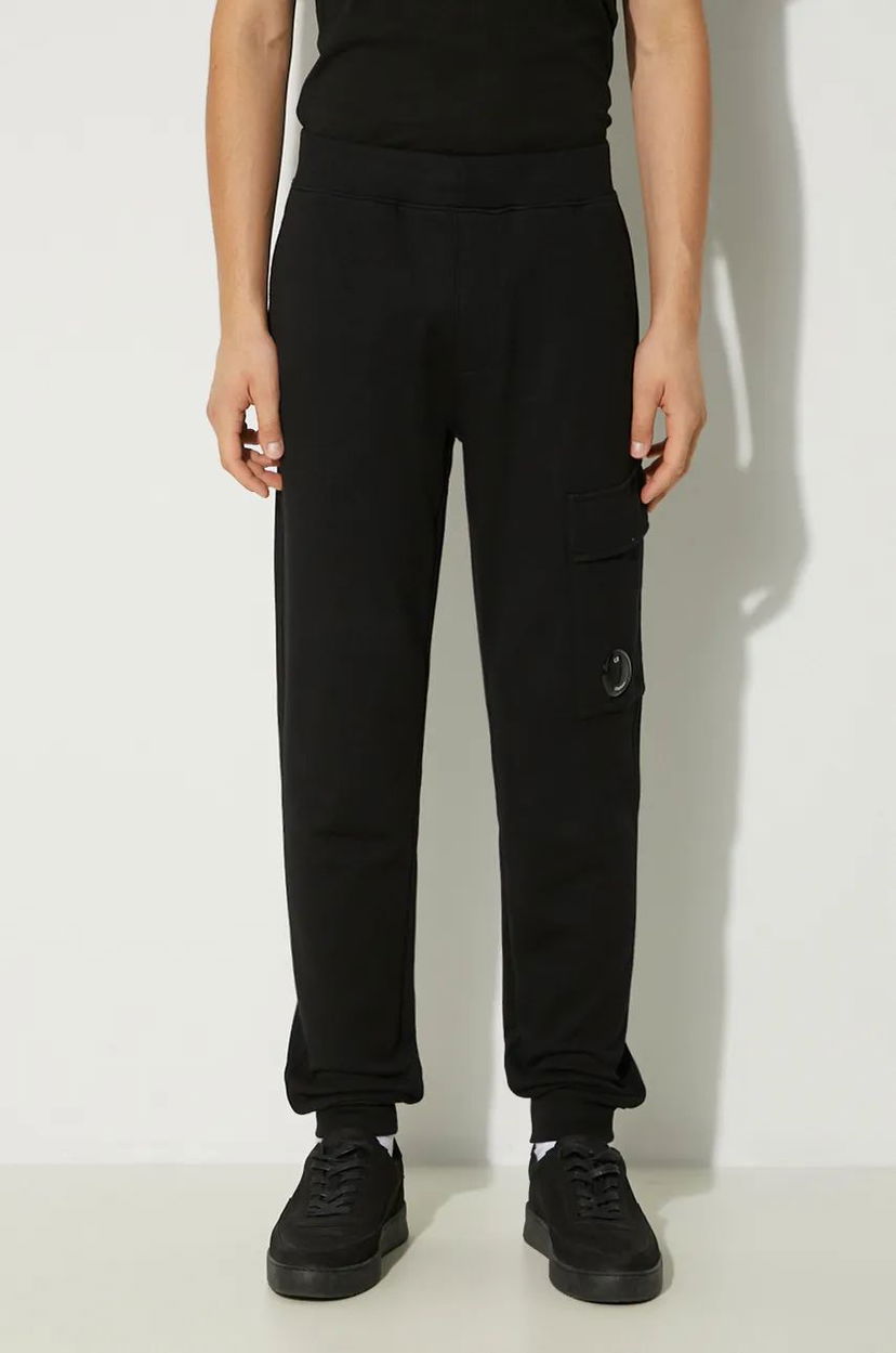 Trenirka C.P. Company Diagonal Raised Fleece Cargo Sweatpants Crna | 17CMSP017A005086W