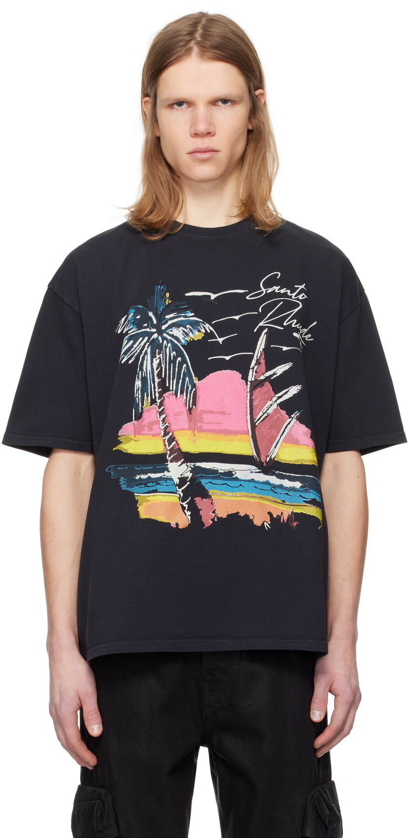 Majica kratkih rukava Rhude Rhude Saint-Rhude Graphic T-Shirt Crna | RHPS25TT04012