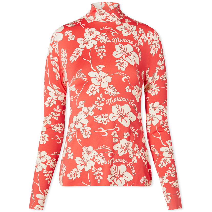 Majica kratkih rukava Marine Serre Floral Recycled Jersey Second Skin Top Crvena | WTS005-RD10