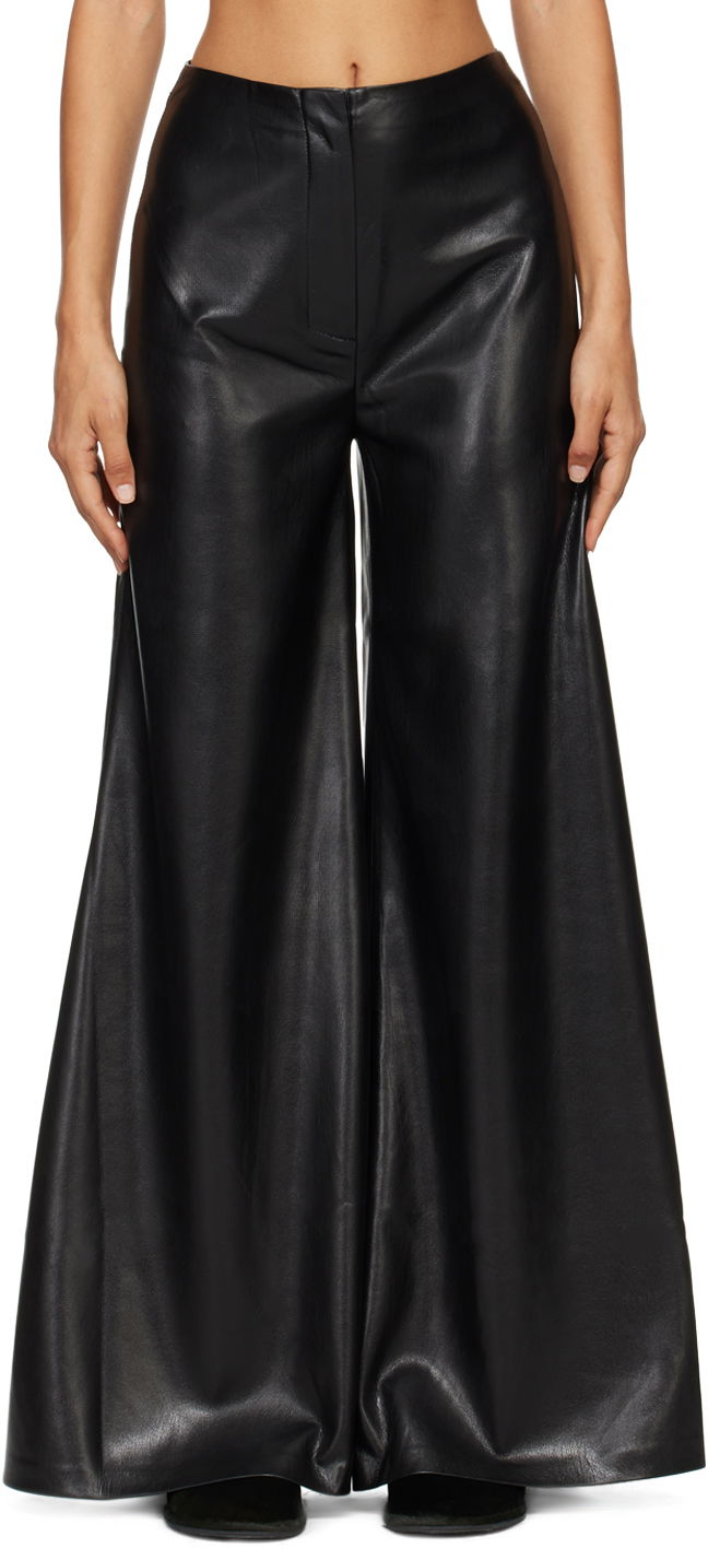 Hlače Nanushka Black Wiraag Vegan Leather Trousers Crna | NW24PFOW10351
