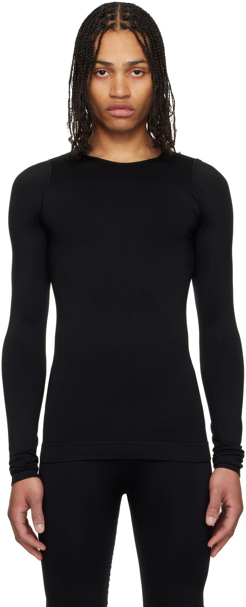 Majica kratkih rukava Rick Owens Rick Owens Hollywood Active Knit Long Sleeve T-Shirt Crna | RU01E5691 KSP