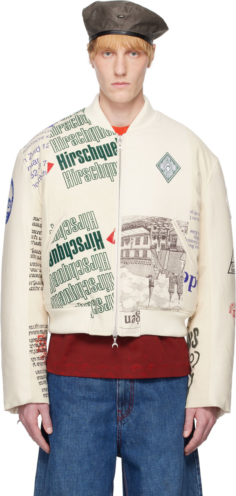 Bomber jakna Marine Serre Serre Regenerated Print Bomber Jacket Bijela | UJA062A UWOV0009