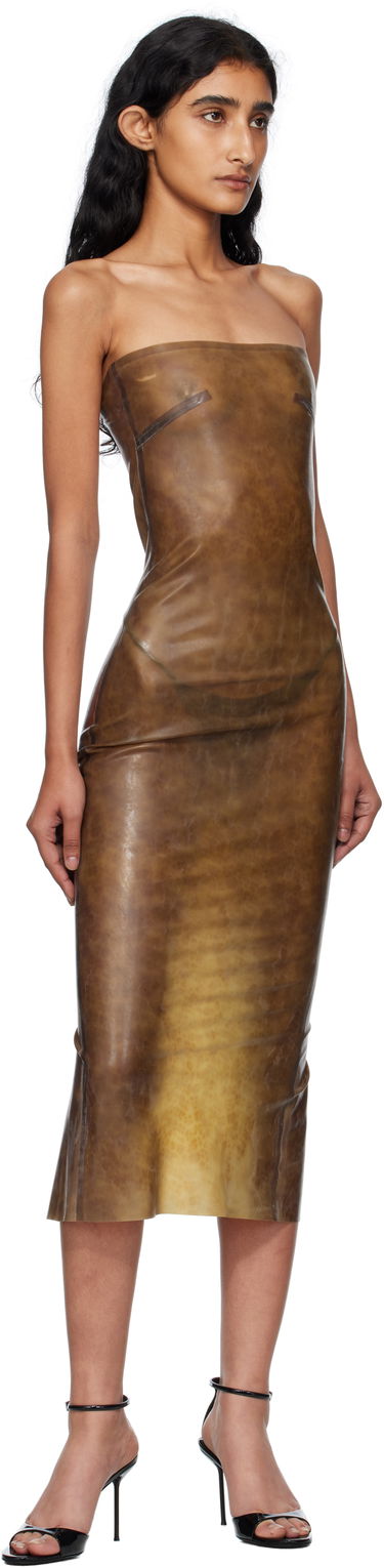 Haljina Miaou Miaou Lila Latex Midi Dress Smeđa | 5025LTXLEO, 3