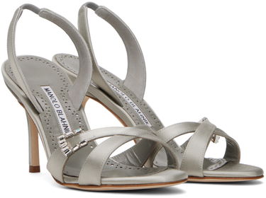 Njega cipela Manolo Blahnik Manolo Blahnik Ramisli Satin Heeled Slingback Sandals Siva | 224-1700, 3