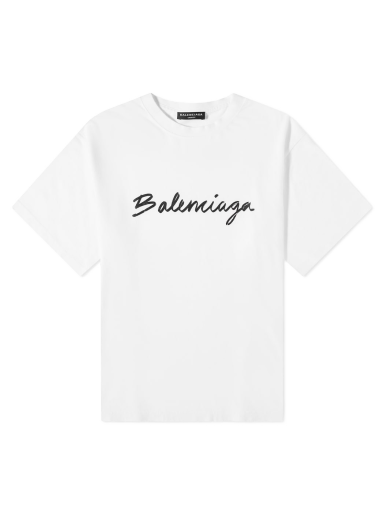 Majica kratkih rukava Balenciaga Script Logo Tee White/Black Bijela | 612966-TMVB4-9040